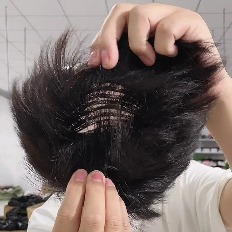 Prosthetic Hair Male 100% Human Hair Toupee Wigs