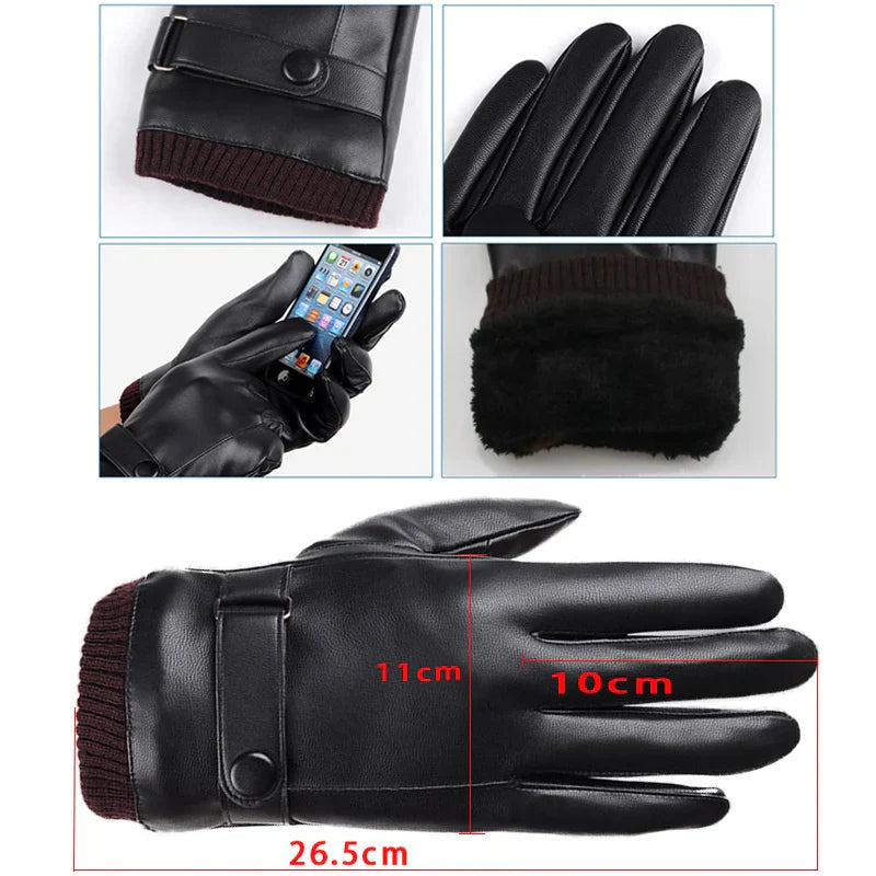 Men's Gloves Black Winter Mittens Keep Warm Touch