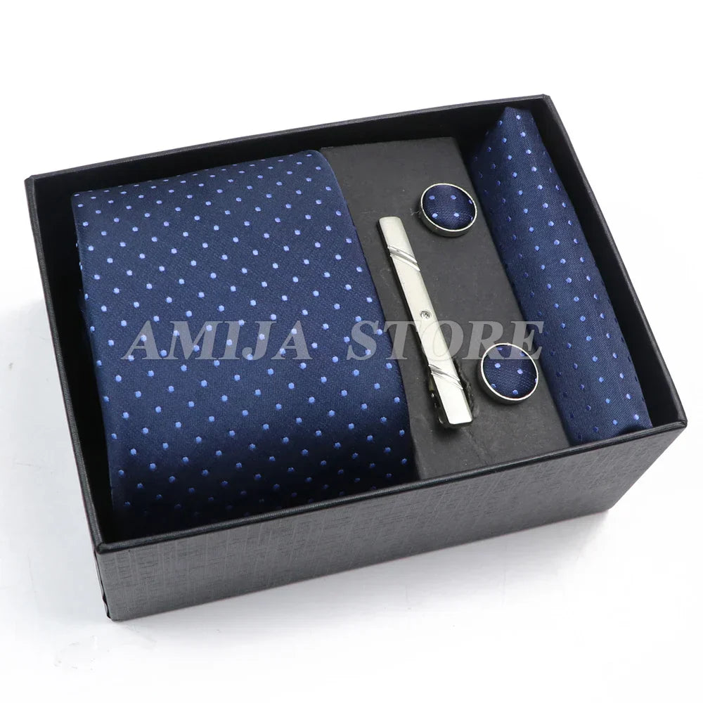 Men's Tie Gift Box With Neckties Handkerchiefs Cufflinks