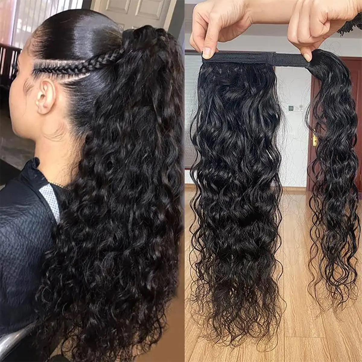Cranberry Clip in Ponytail Hair Extension Water Wave