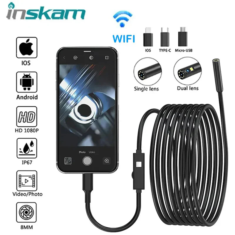 2MP Endoscope Camera IP67 Waterproof 8 MM Hard