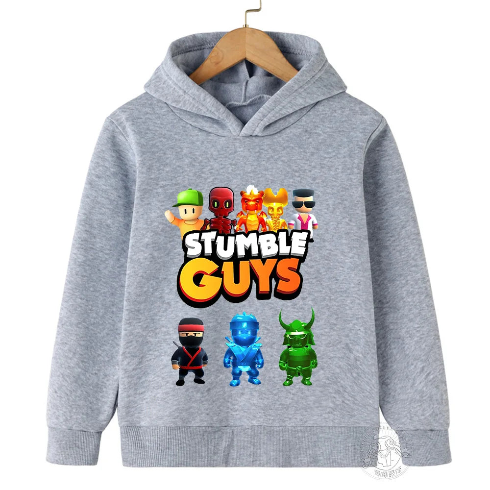 Kids Anime Stumble Guys Hooded Sweatshirts Long Sleeve