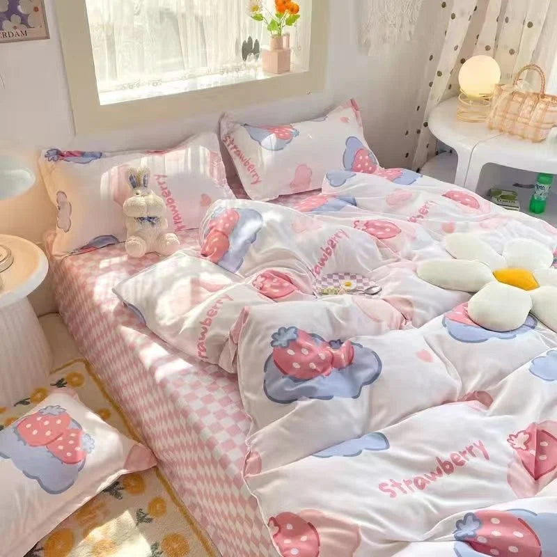 Ins Simple Style Duvet Cover Set with Pillowcases