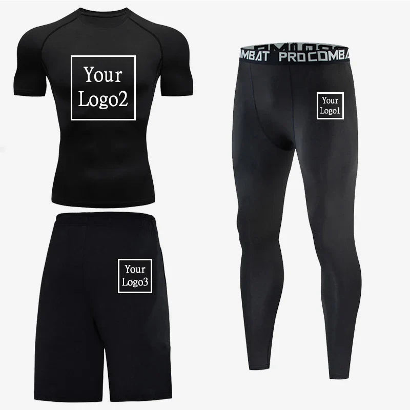 3Pcs Gym Thermal Underwear Men Clothing Sportswear Suits