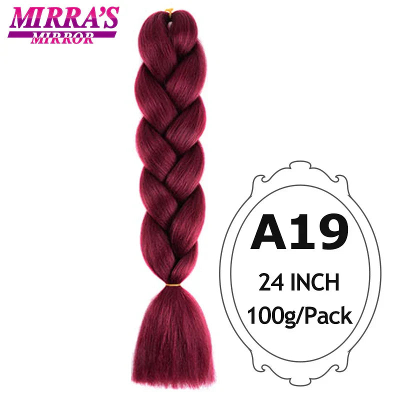 Jumbo Braiding Hair Extensions 24inch Ombre Hair For Braids 5Pcs Box Braid Yaki Texture Synthetic Fiber Fake Hair Mirra’s Mirror