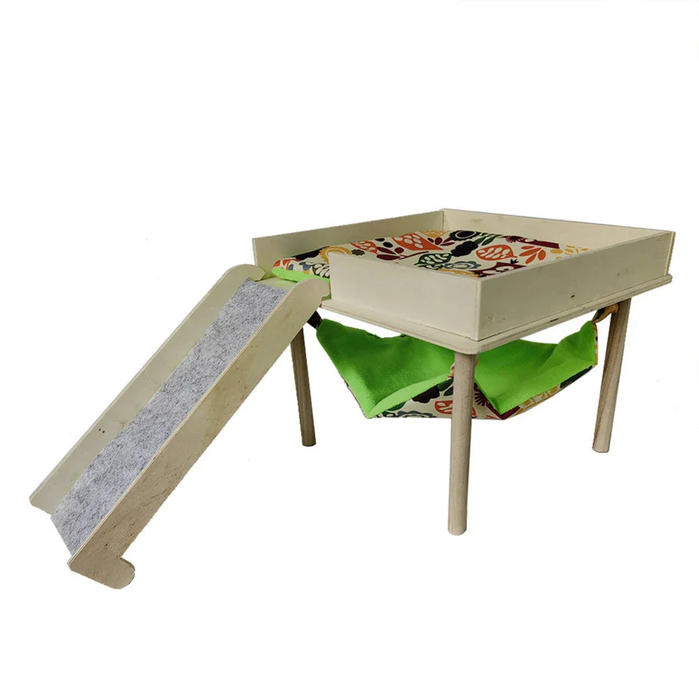 Guinea Pig Hammock With Platform Stairs Wooden Hamster