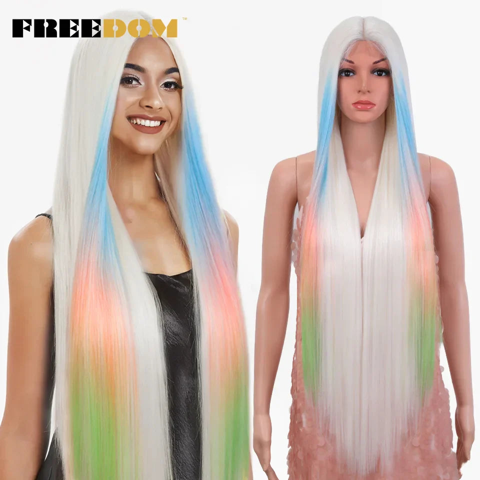 FREEDOM Synthetic Lace Front Wigs For Women Straight