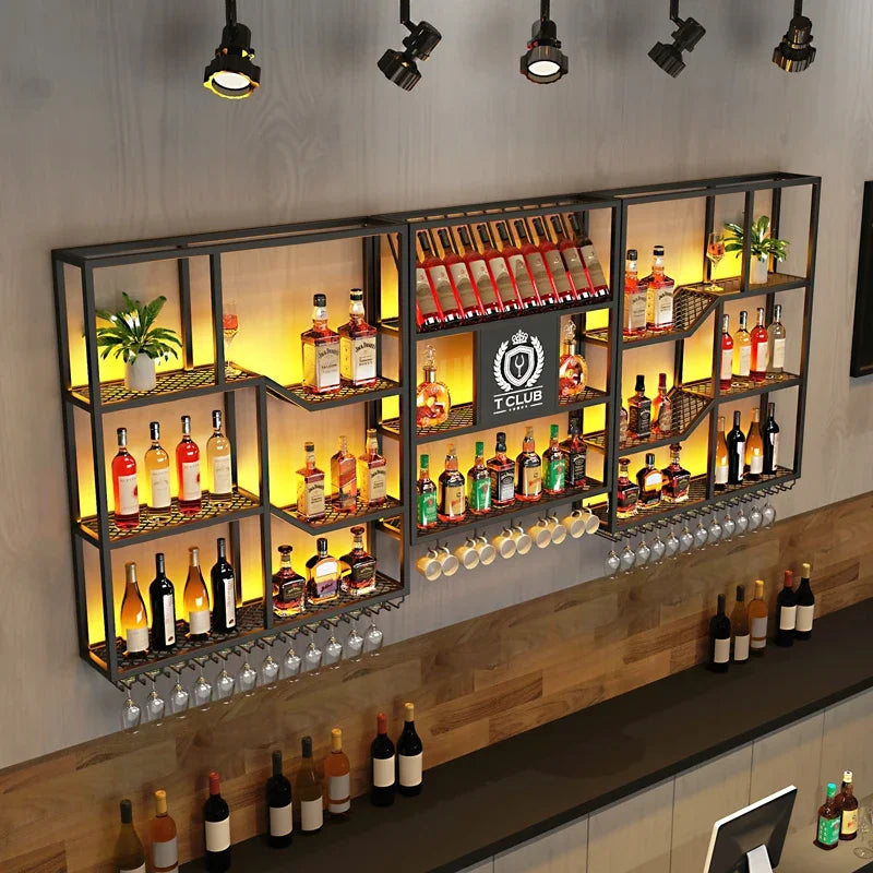 Metalic Wall Mounted Wine Cabinet Restaurant Patio Metalic