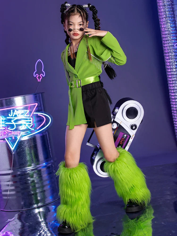 K-PoP Clothes Girls runway fashion fashion children model costume set high-end children jazz dance dress girls cool autumn