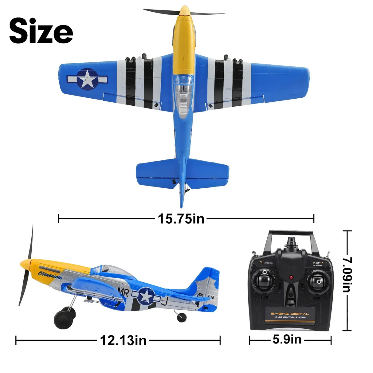 EPP 400mm P51D Mustang /F4U Corsair 4-Ch 2.4G