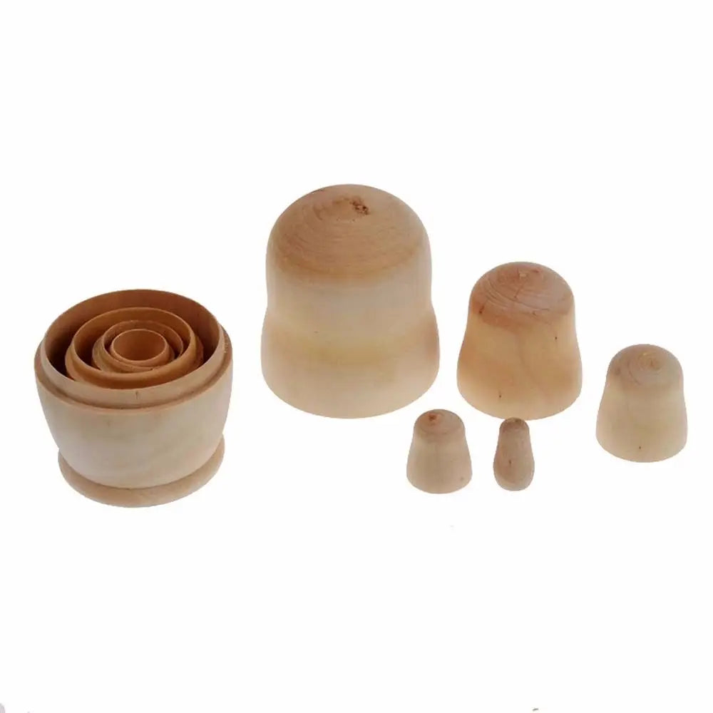 5Pcs Blank Wooden Embryos Russian Nesting Dolls Toy