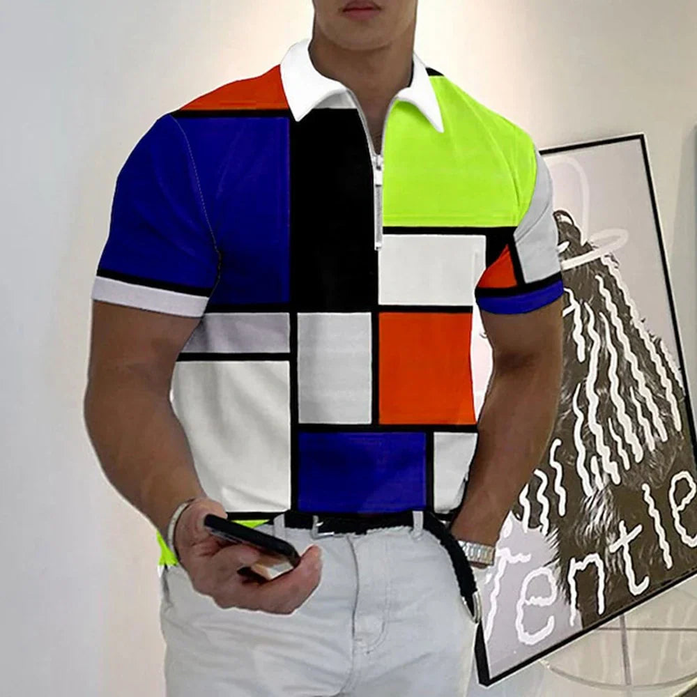 Men's Lapel Polo Zip Polo Polo Shirt Golf