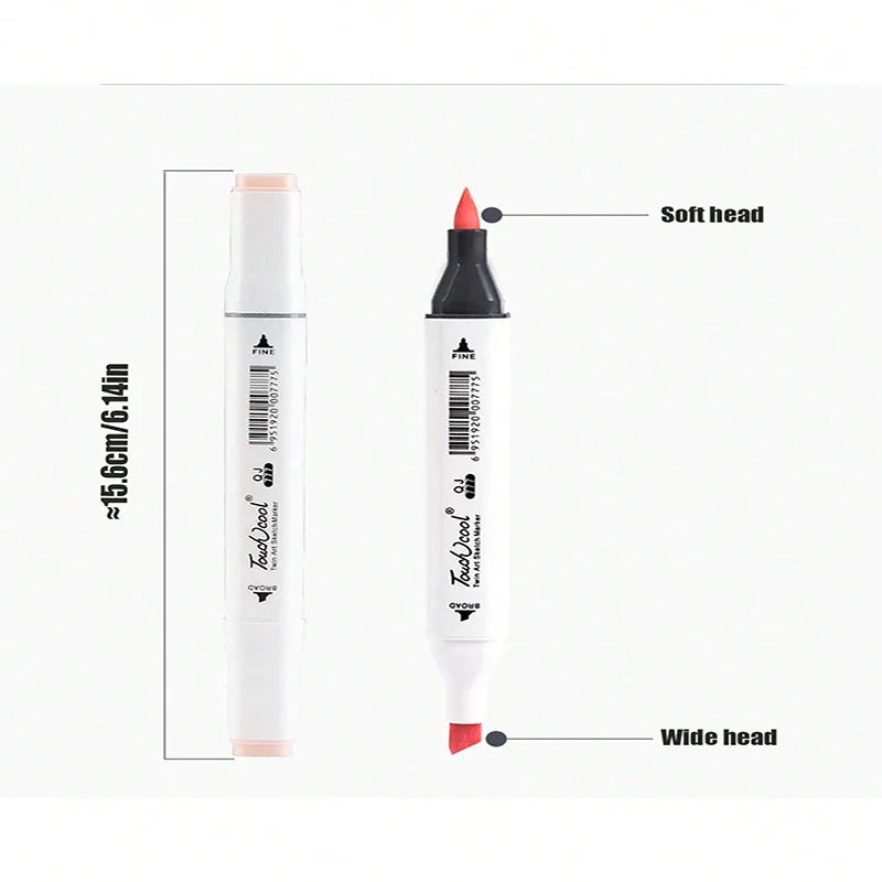 Bview Art 6/12Pcs Double-headed Color Oil Marker Pens