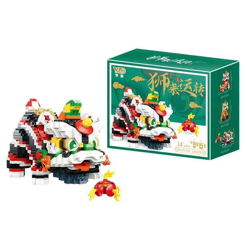 Chinese Lion Dance Building Blocks Mascot Assemble Small