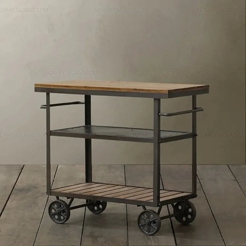 Kitchen Island Table Trolley Rolling Utility Outdoor Serving