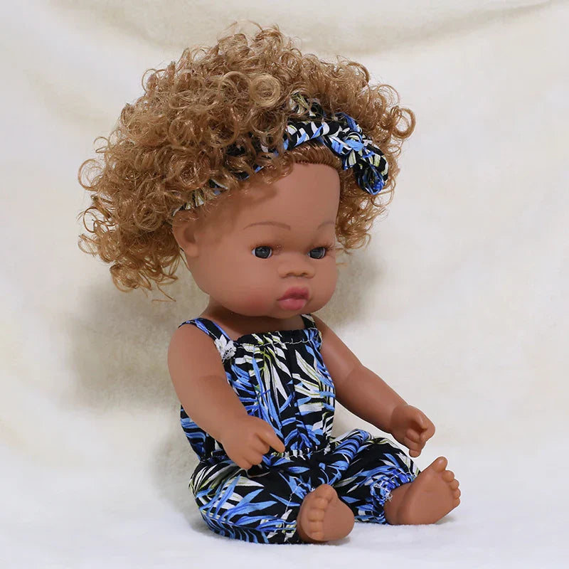 35cm Newborn Reborn African Doll Baby Simulation Soft