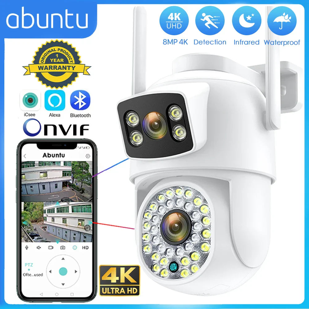 8MP 4K Wifi IP Camera Dual Screens Night