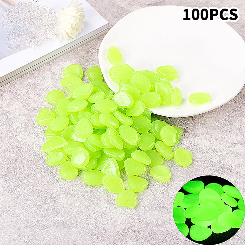 100pcs Garden Decor Luminous Stones Glow In The