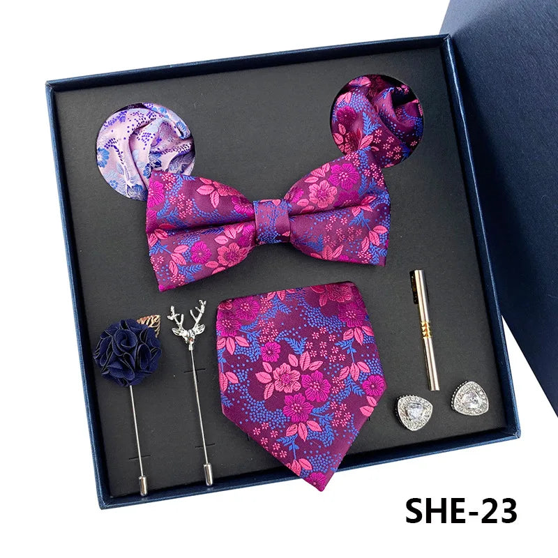 Men's Tie Set Gift Box Fashion Brand Bowtie