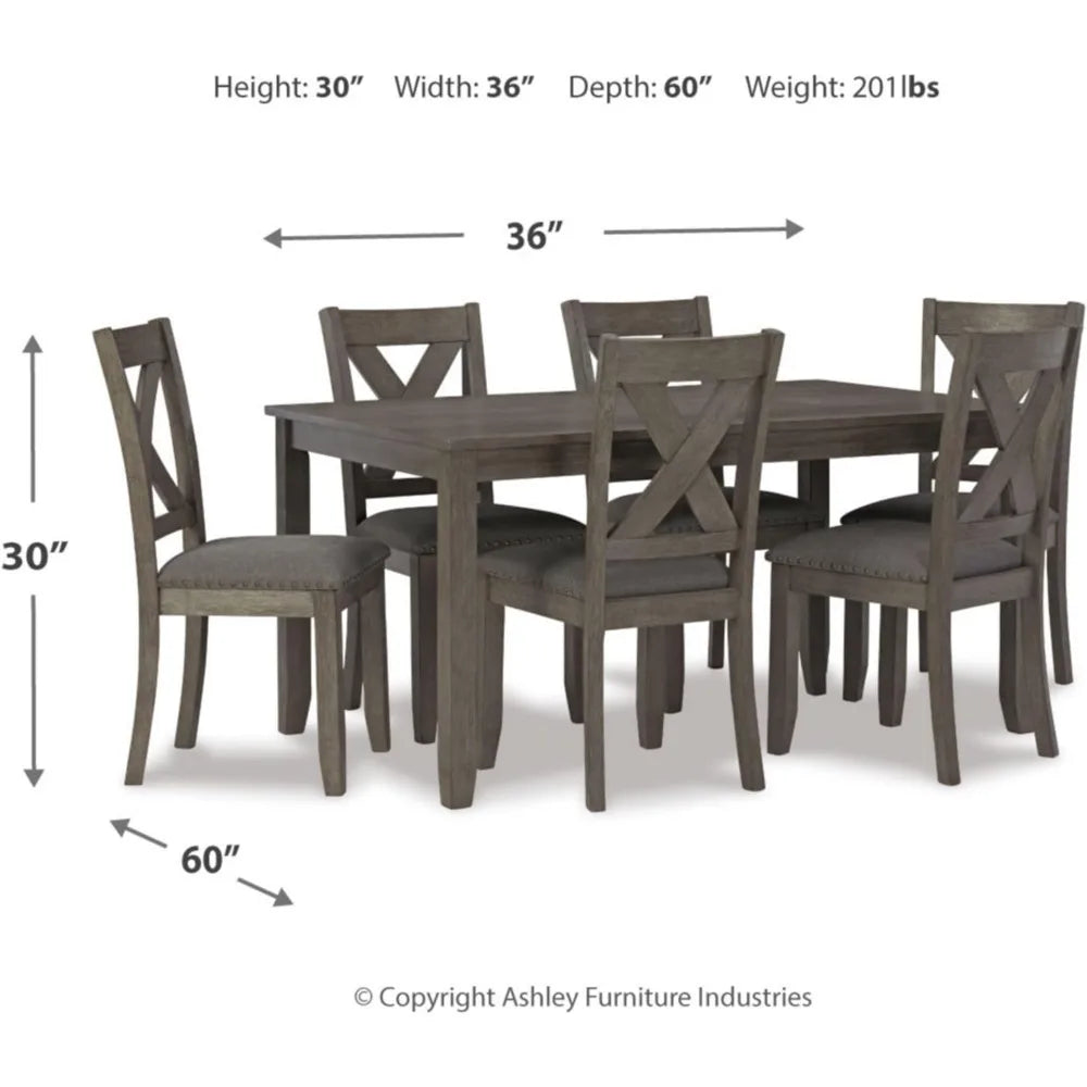 7 Piece Rustic Dining Room Sets, Include Table