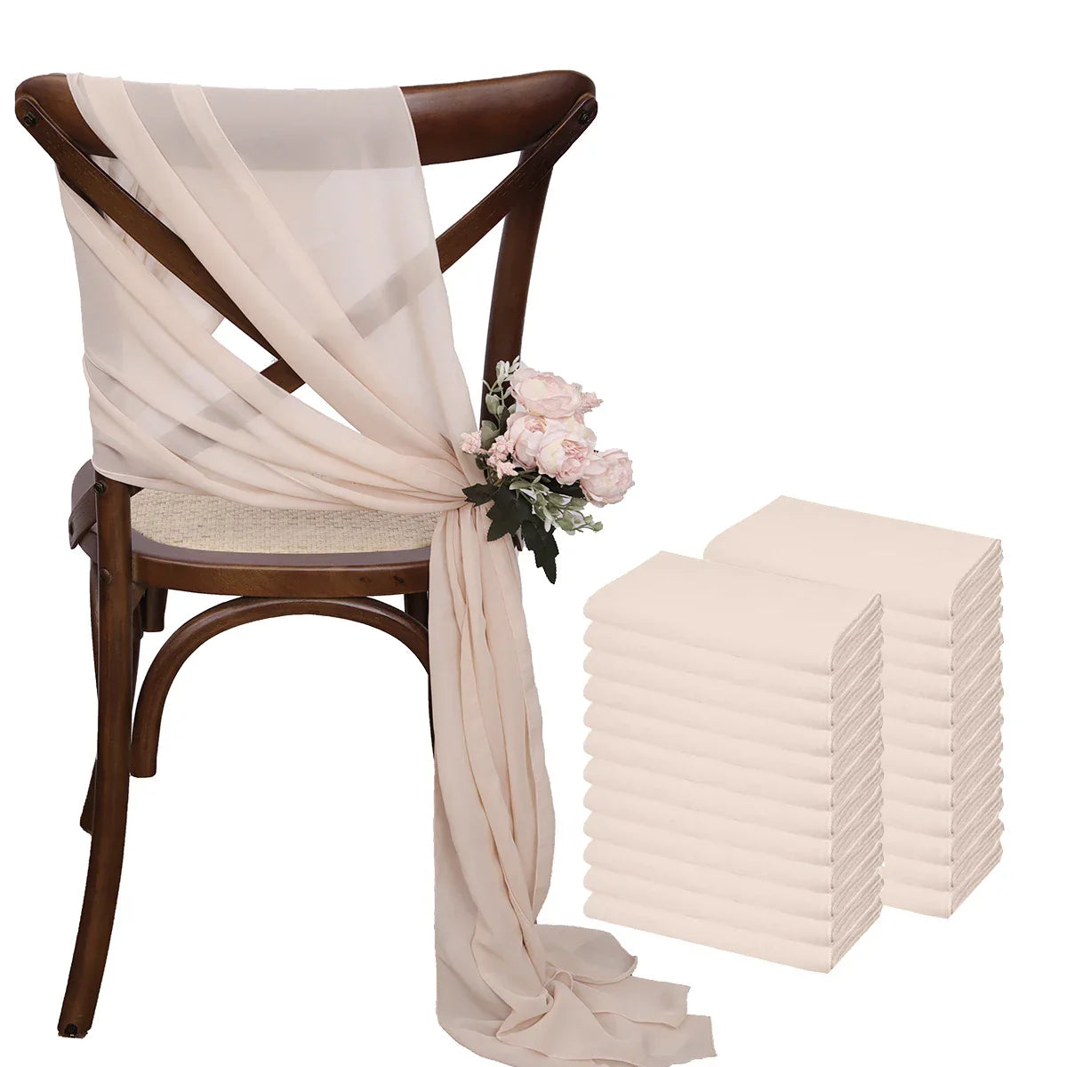 24 Pcs 17x275cm Christmas green Chiffon Chair Sashes