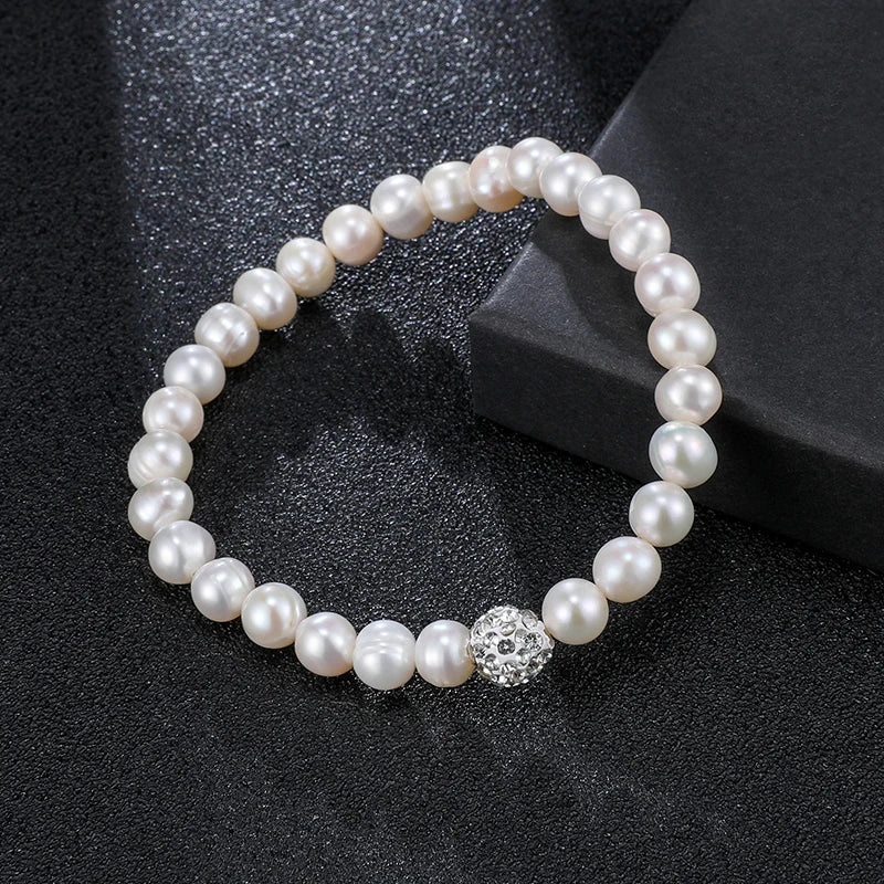 Punch Oval Thread Elastic Rope Pearl Bracelet 6-7mm