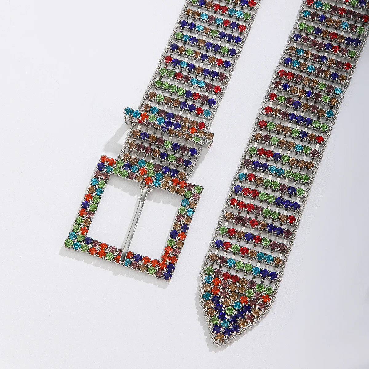 Fashion Waist 8 Rows Silver Plated with Colorful