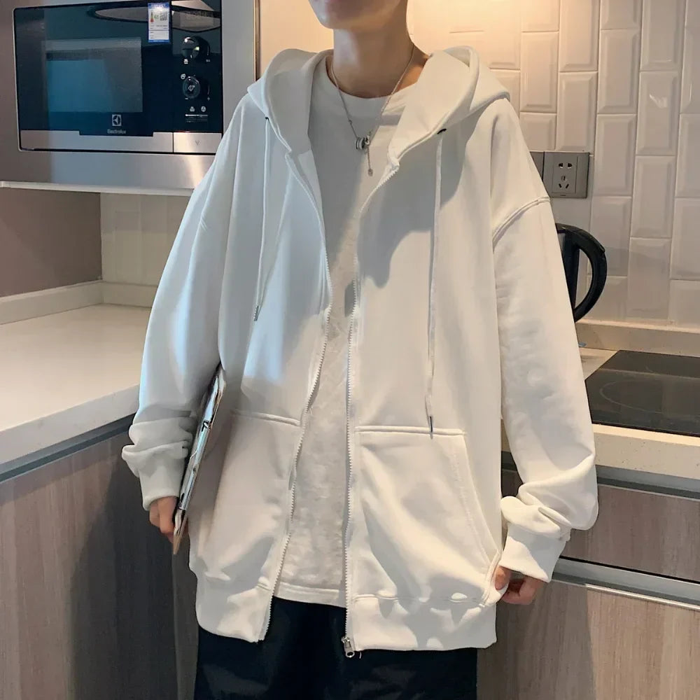 US Size Zip Up Hoodies Autumn Hooded Sweatshirts