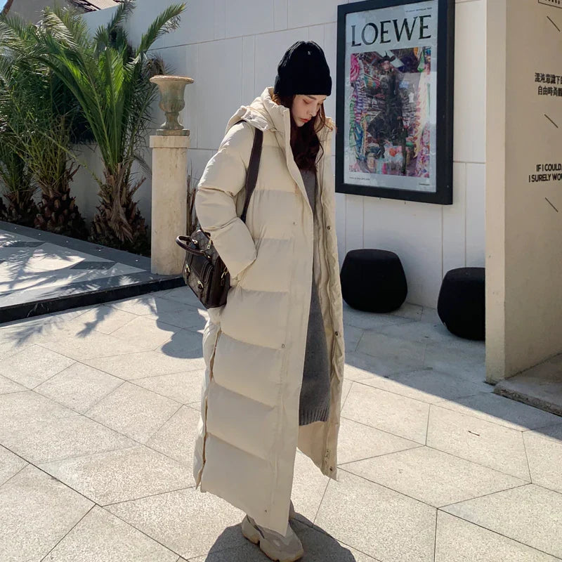 Women X-long Hoodie Down Coat Cotton Padded 2022