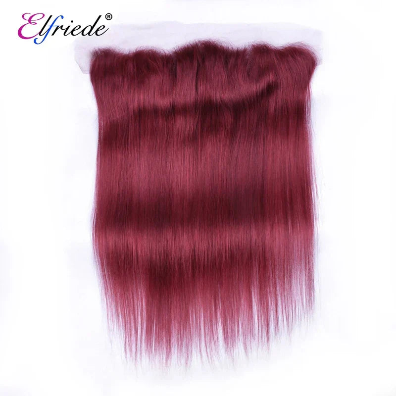 Elfriede #99J Burgundy Colored Straight Hair Bundles with