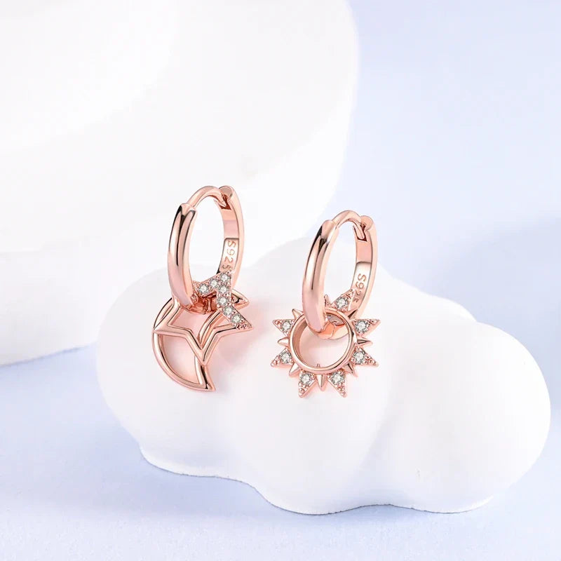 Rose Gold Hoop Earrings For Women 925 Silver