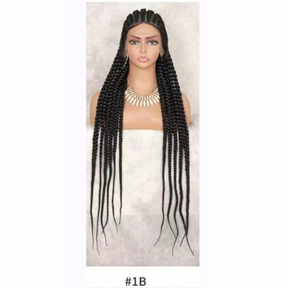 Long Synthetic 11 Braids Full Lace Wig Heat