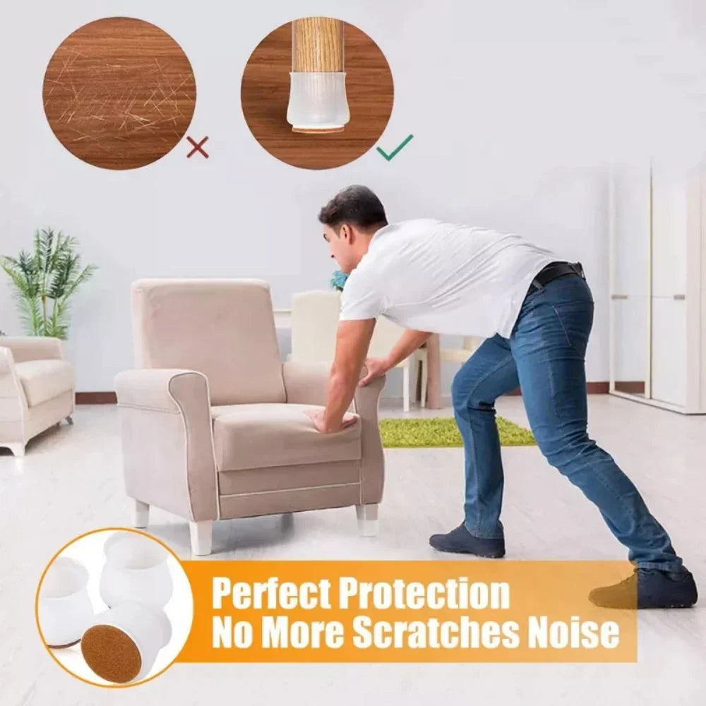 8/16pcs Silicone Table Chair Leg Caps With Felt