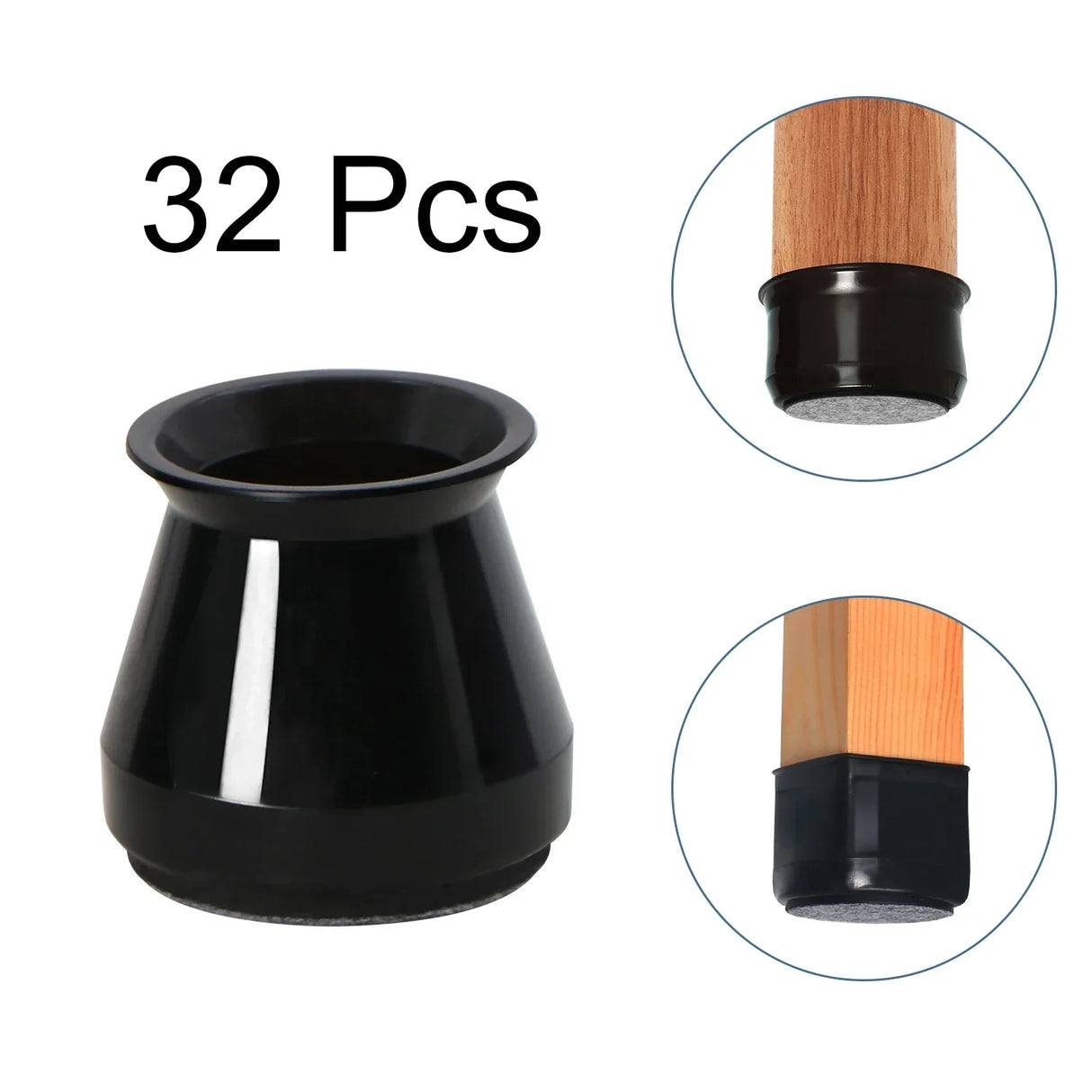 32Pcs Small Silicone Chair Leg Covers w/ Felt
