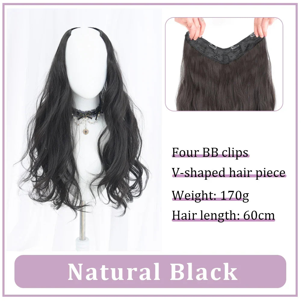 WEILAI Women's V-Shaped Long Hair Extension Synthetic Wig