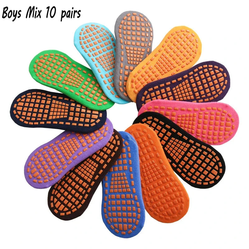 10 Pairs Kids Adults Anti-Slip Socks Parent-Child Trampoline