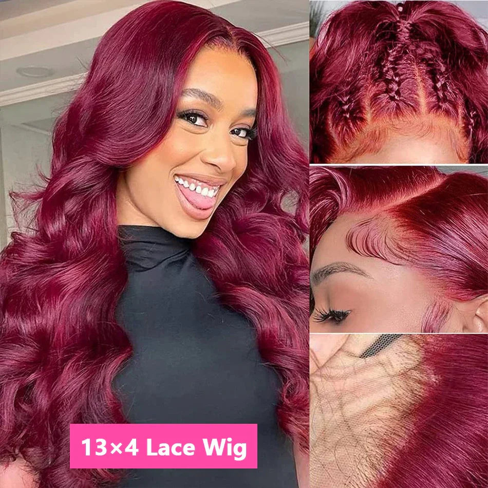 30 Inch 99j Burgundy Body Wave Lace Front
