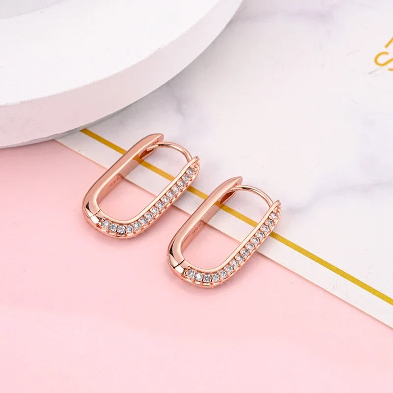 Rose Gold Hoop Earrings For Women 925 Silver