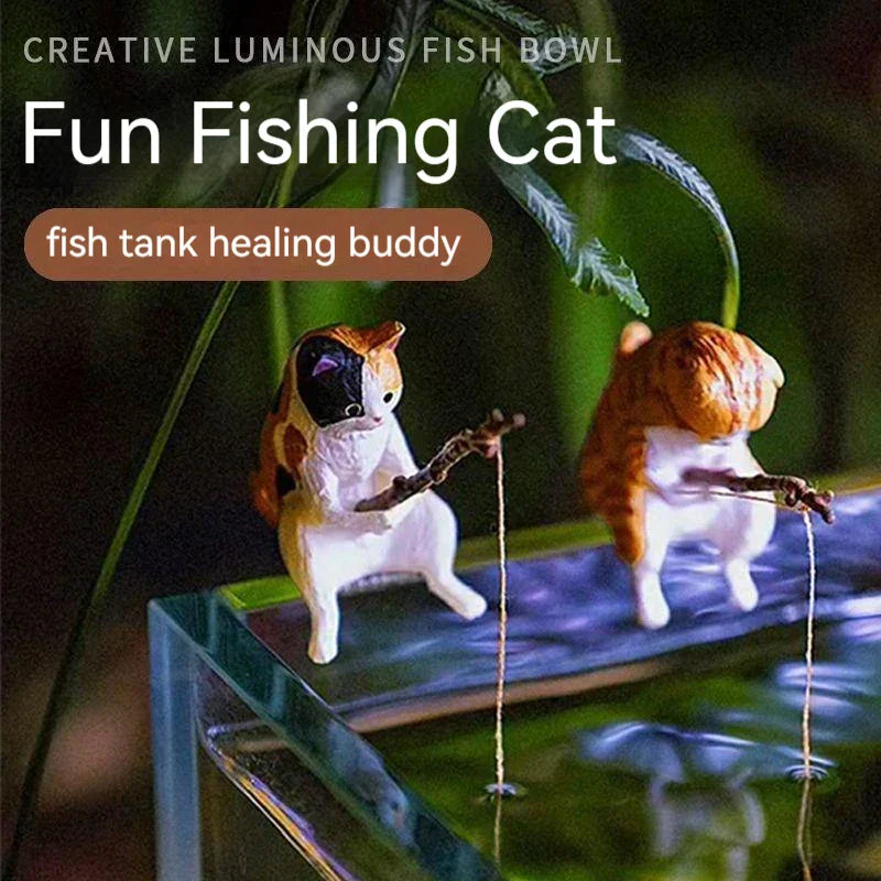 Creative Aquarium Decoration 10 Style Small Fishing Cat
