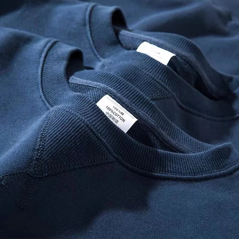 Autumn Winter 380g Cotton Heavy Hoodie Round Neck