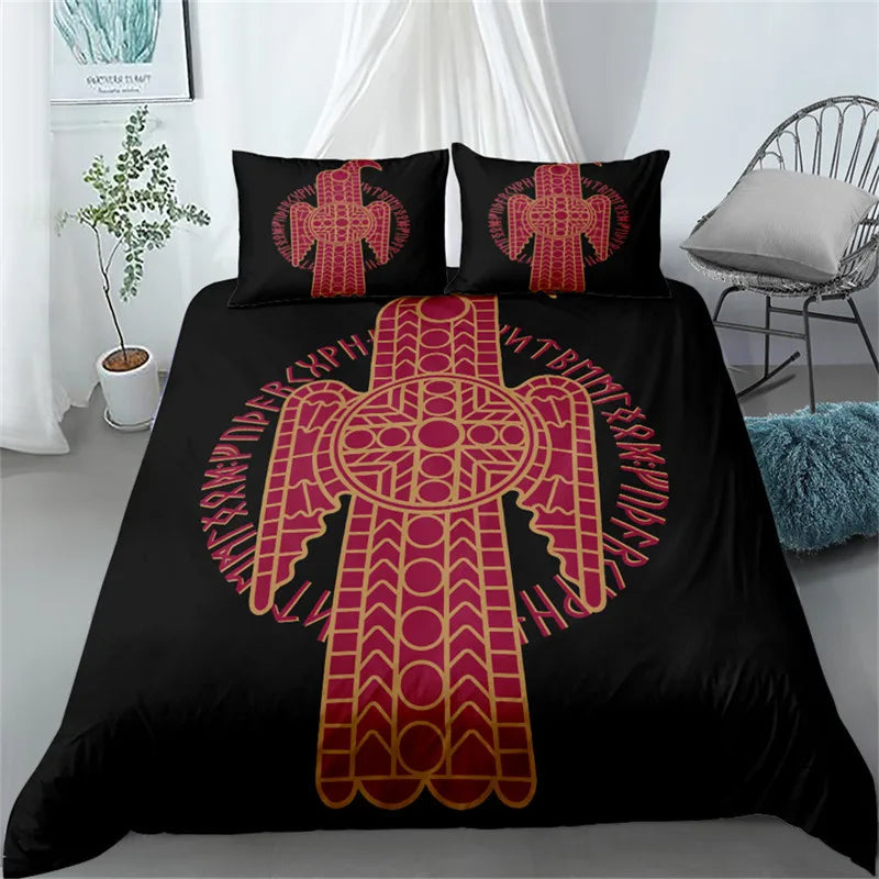 Vikings Duvet Cover Scandinavian Culture Print Bedding Set