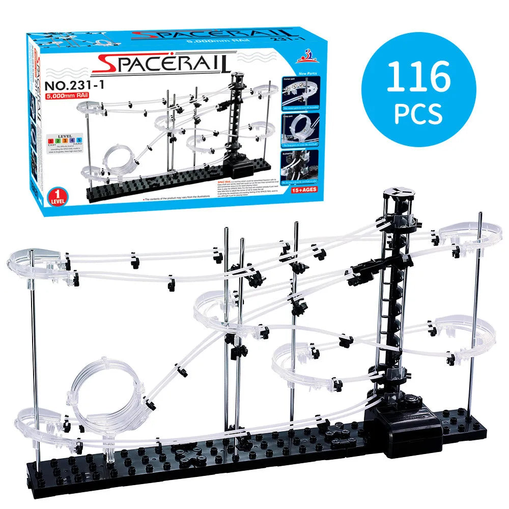 116-343Pcs Spacerail Roller Coaster Ball Toys Maze Race