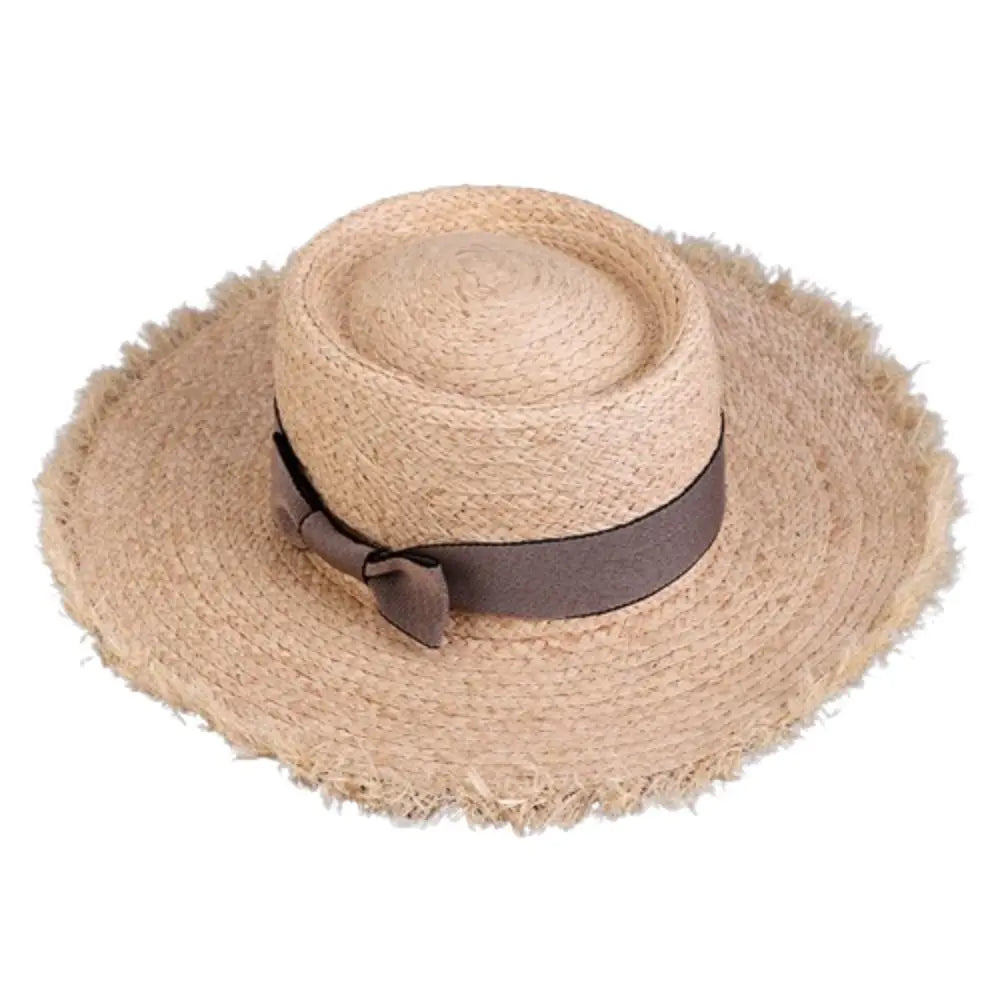 Wide Brim Sun Hats Fashion Flat Top Bowknot