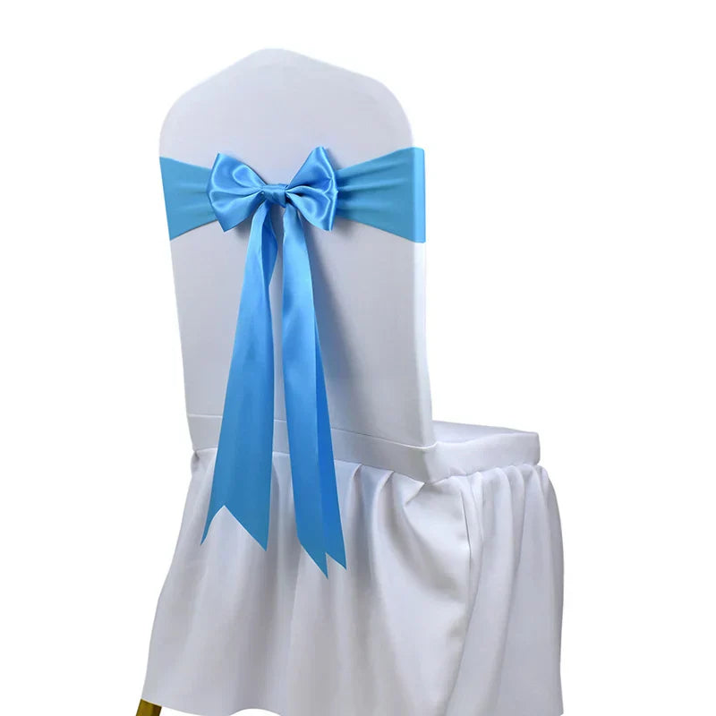 10pcs/50pcs Satin Spandex Chair Bow Band Ribbon Chair