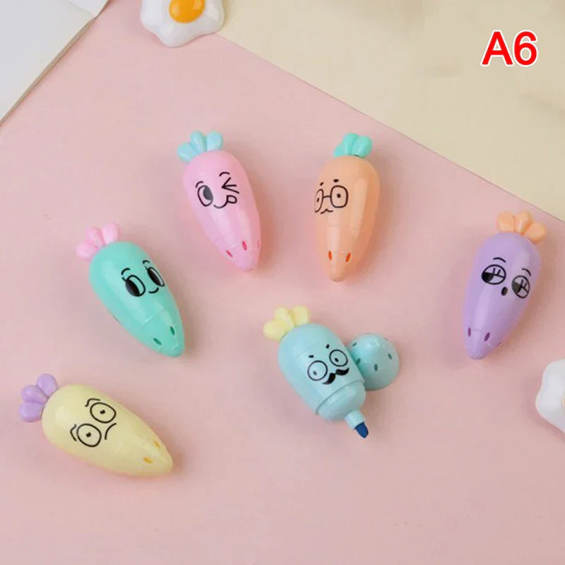 6Pcs/Lot Cute Cartoon Cat Highlighters School Office Stationery