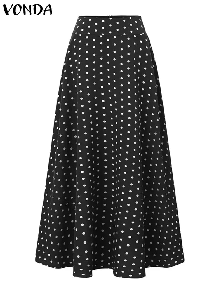 Plus Size VONDA Women High Waist Long Skirts