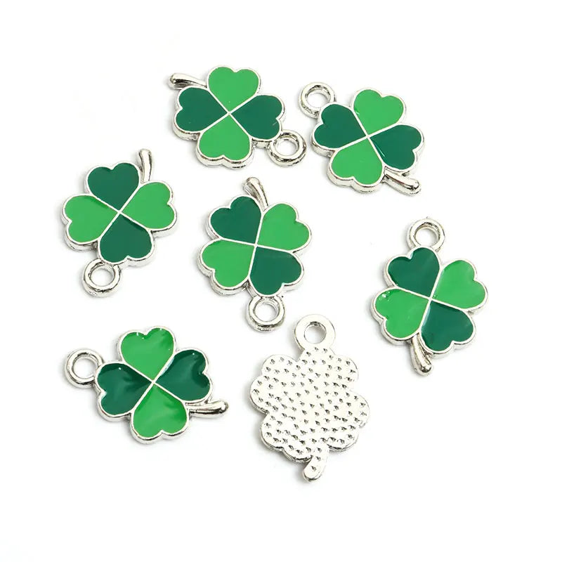 Dopamine Fourleaf Clover Enamel Charms 20pcs DIY Necklace