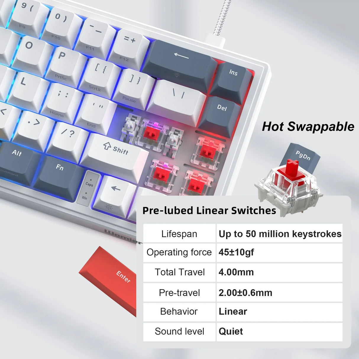 womier Hot Swappable Mechanical Keyboard Gasket Mounted Gamer