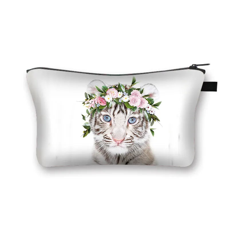Animal Print Cosmetic Bag Women Makeup Bag Kawaii