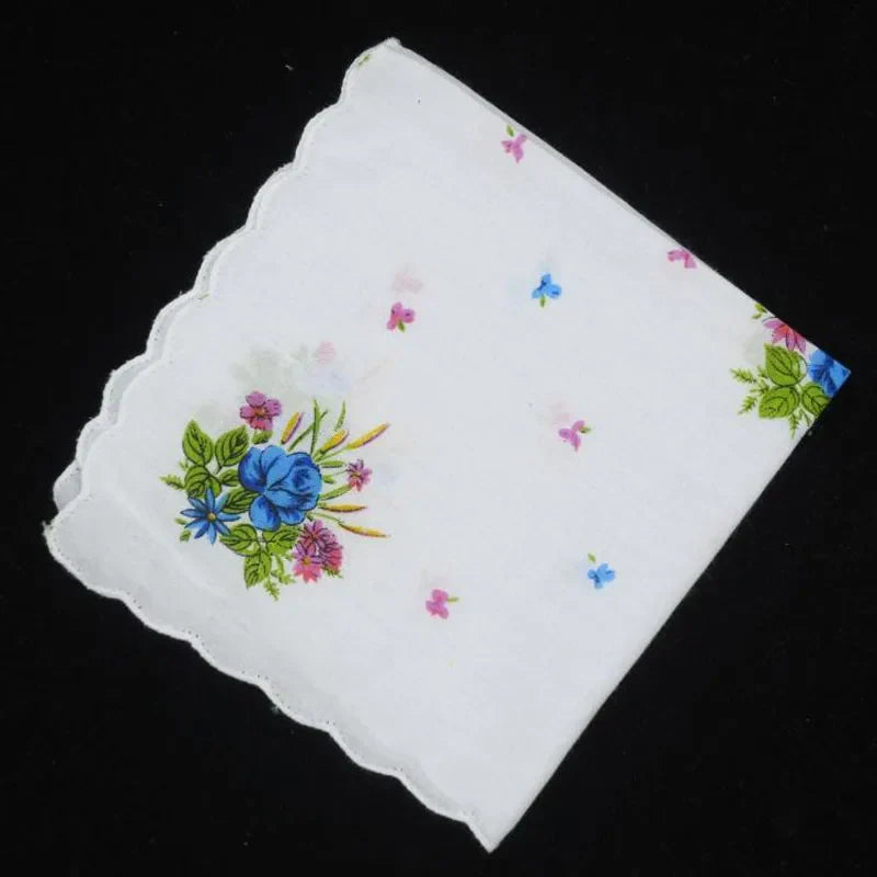 HOT white Ladies square Handkerchief Cotton Flowers Women